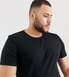 Asos Design Plus Muscle T-shirt With Crew Neck In Rib In Black - Black