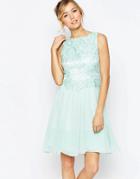 Little Mistress Skater Dress With Embroidery Bodice - Green