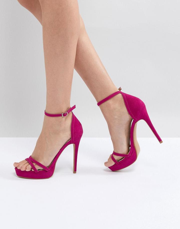 Head Over Heels By Dune Bright Pink Ankle Strap Going Out Heeled Sandal - Pink