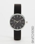 Asos Curve Sleek Black And Silver Watch - Black