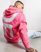 Asos Dark Future Oversized Hoodie With Supersize Printed Logo In Hot Pink