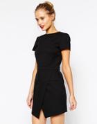 Asos Dress With Bonded Asymmetric Wrap - Black