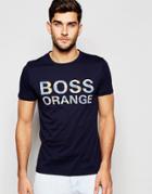 Boss Orange T-shirt With Logo Print Regular Fit In Navy - Navy