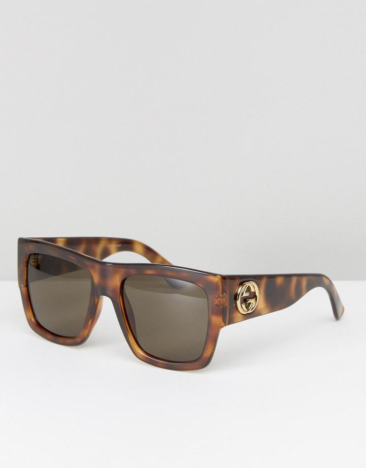 Gucci Chunky Square Frame Sunglasses - Brown
