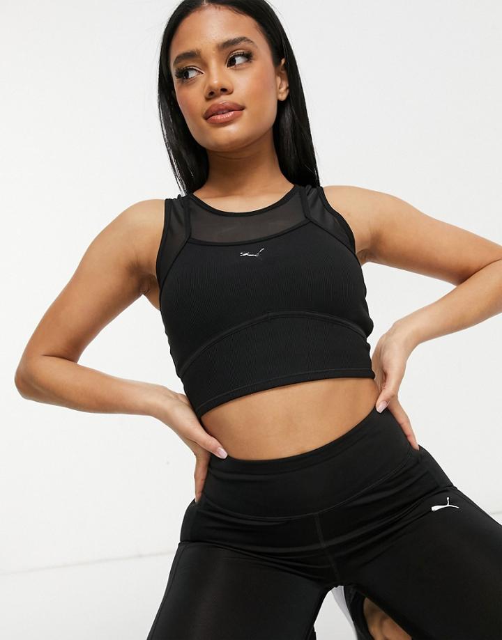 Puma Studio Layered Crop Top In Black