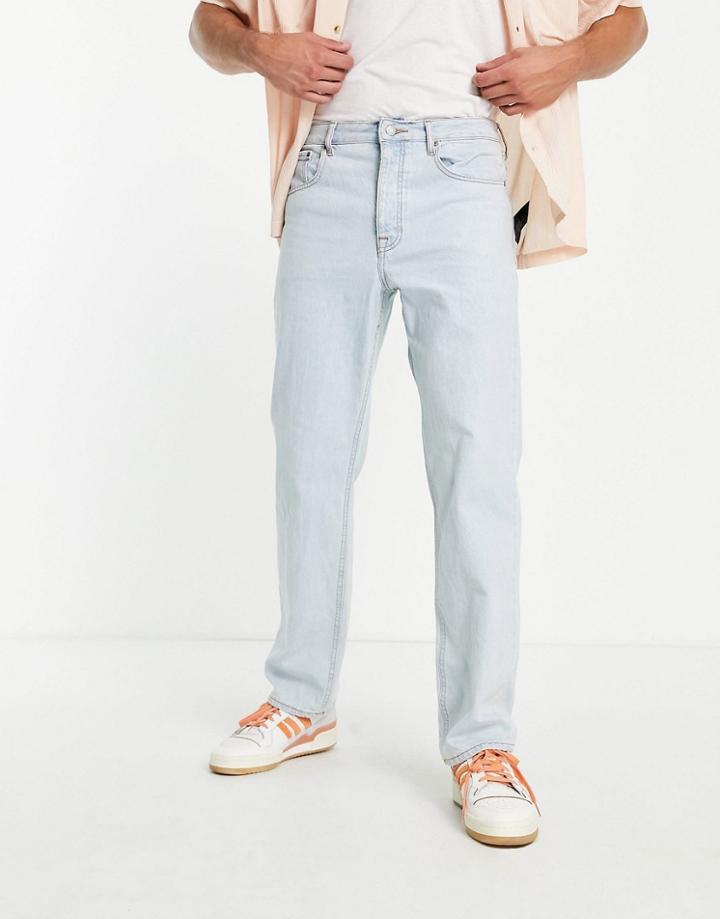 Asos Design Straight Leg Jeans In Pale Blue-blues
