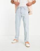 Asos Design Straight Leg Jeans In Pale Blue-blues