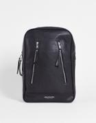 Bolongaro Trevor Double Smooth Leather Backpack In Black