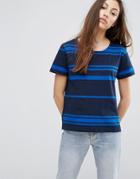 Ymc Engineered Stripe T-shirt - Navy