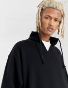 Asos Design Oversized Sweatshirt With Open V Neck In Black - Black