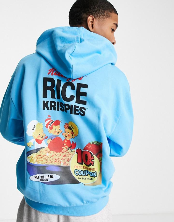 Asos Design Oversized Rice Krispy Hoodie In Blue
