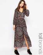 Influence Tall Long Sleeve Boho Maxi Dress - Multi