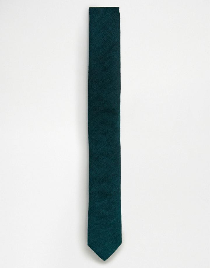 Asos Design Textured Tie In Forest Green