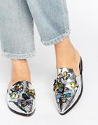 Asos Millisect Embellished Flat Mules - Silver