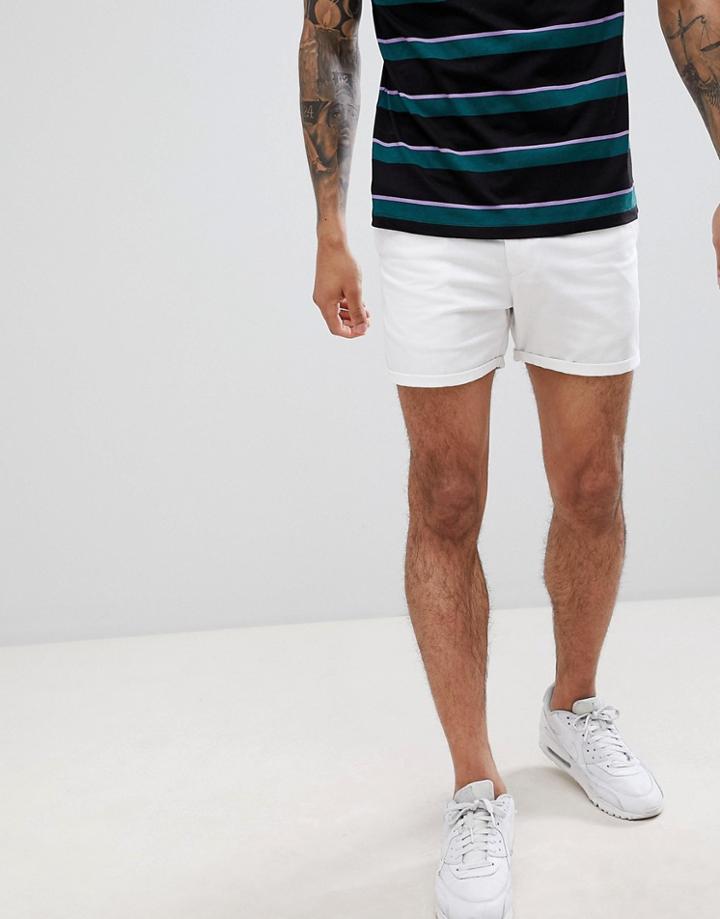 Boohooman Chino Shorts In White - White