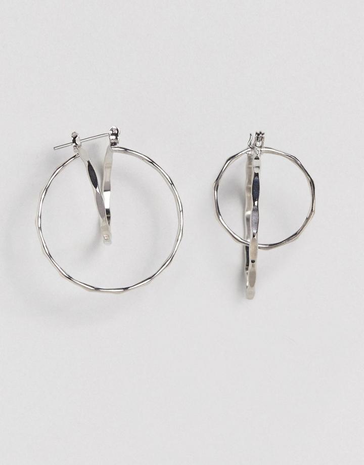 Asos Flat Face Double Hoop Earrings - Silver