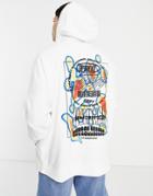 Asos Design Oversized Hoodie In White With Graphic Back Print - Part Of A Set