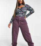Asos Design Curve Premium Organic Cotton Blend Super Slouchy Mom Jeans In Purple