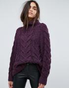 Selected Chunky Sweater - Purple