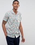 Ldn Dnm Printed Revere Short Sleeve Shirt - Blue