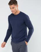 Troy Mixed Yarn Textured Knitted Sweater - Navy