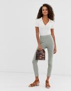 Asos Design Gingham Jacquard Skinny Pants-green