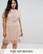 Truly You Contrast Lace Mini Dress With Insert Trim - Pink