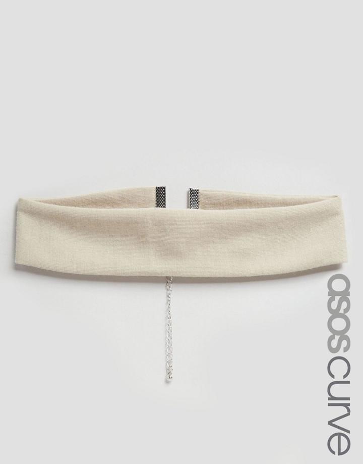Asos Curve Wide Jersey Choker Necklace - Nude