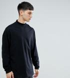 Asos Tall Super Oversized Turtleneck T-shirt With Long Sleeves In Black - Black