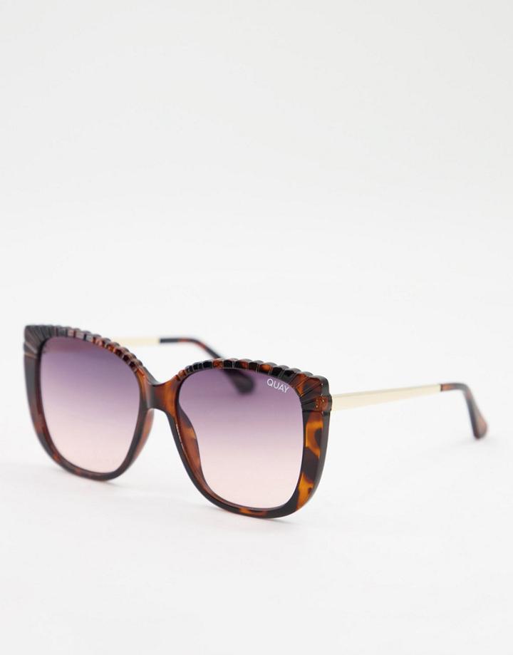 Quay Ever After Etched Cat Eye Sunglasses-pink