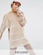 Jaded X Granted Oversized Hoodie In Velvet - Champagne