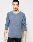 Selected Homme Lightweight Knitted Sweater With Raw Edge - Light Blue Melange