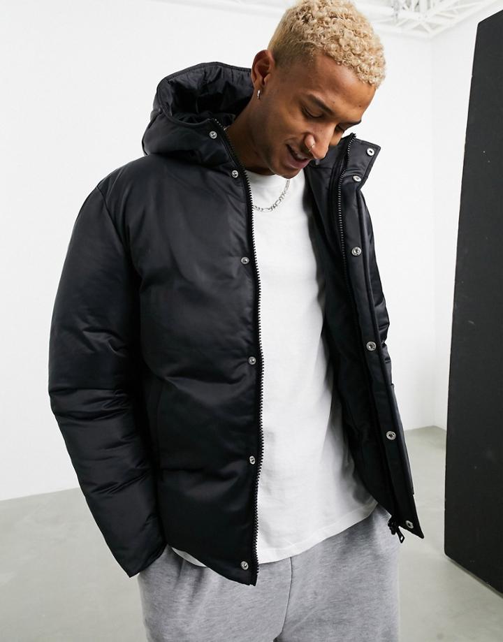 Asos Design Padded Puffer Jacket In Black