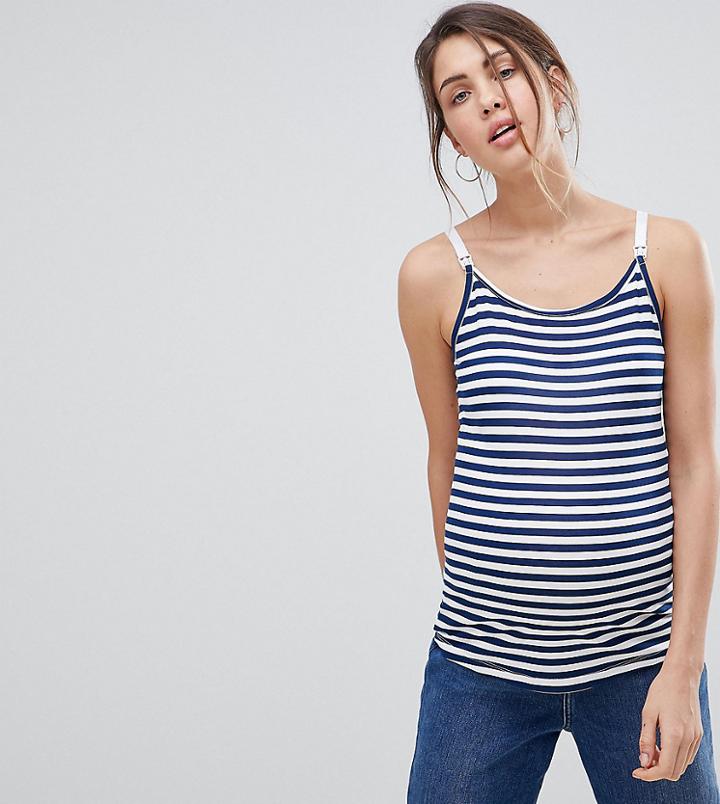 Asos Maternity Nursing Cami With Clips In Navy Stripe - Multi