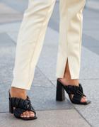 Ego X Molly-mae Larchmont Ruched Block Heeled Mules In Black