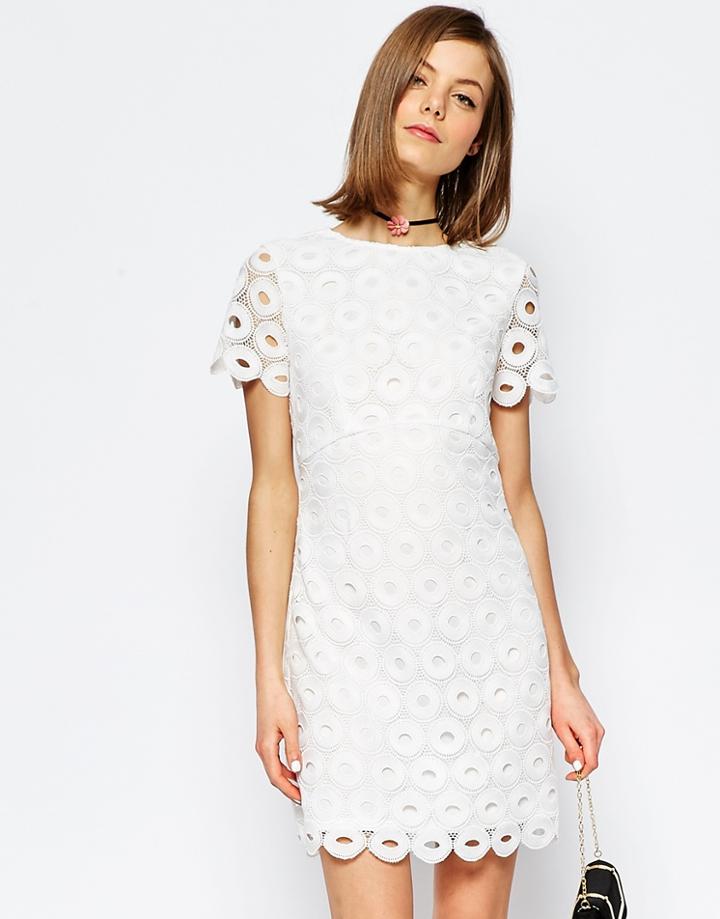 Asos Circular Lace Shift Dress - Ivory