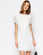 Asos Circular Lace Shift Dress - Ivory