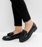 Asos Design Wide Fit Maxwell Leather Loafers-black