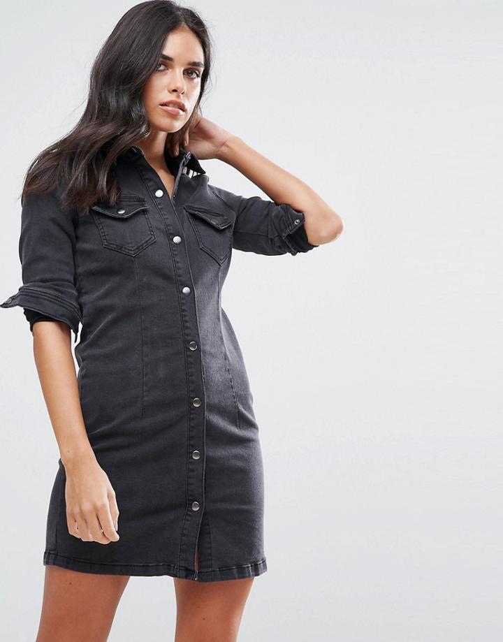 Vila Denim Shirt Dress - Black