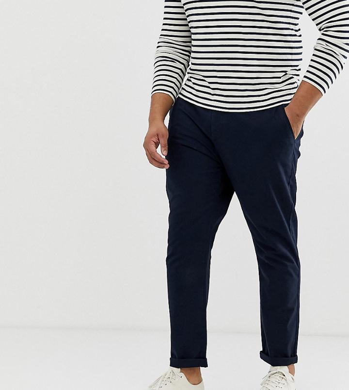 Asos Design Plus Slim Chinos In Navy