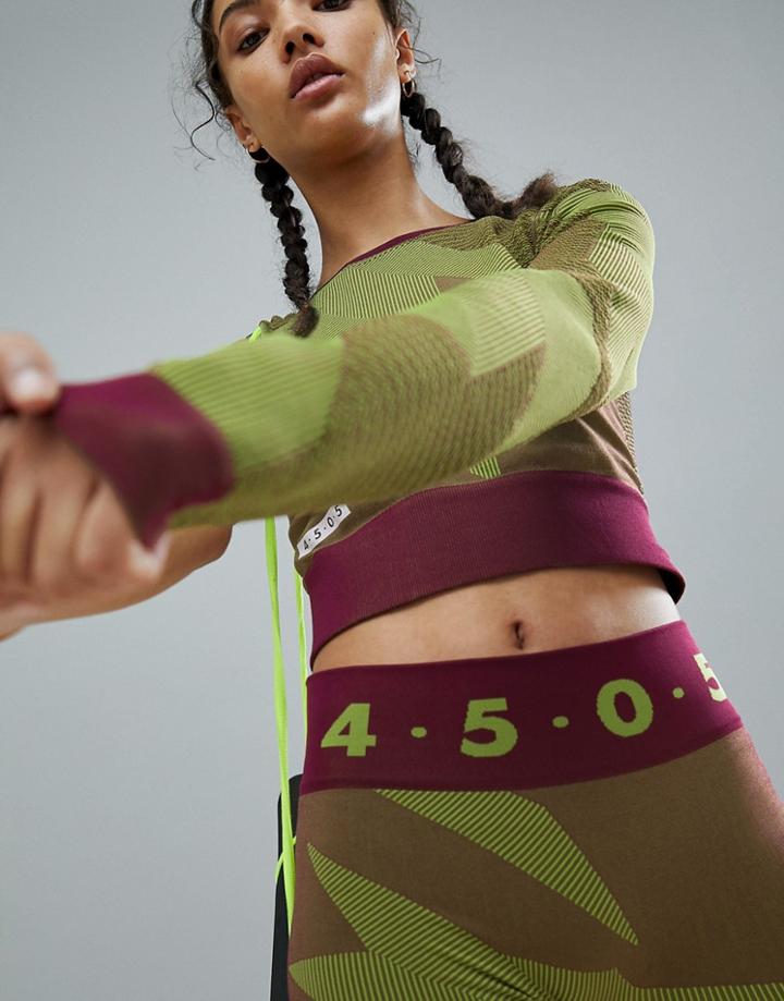Asos 4505 Seamless One Sleeve Top With Check Detail - Multi