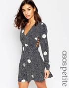 Asos Petite Big And Little Spot Skater Dress - Multi