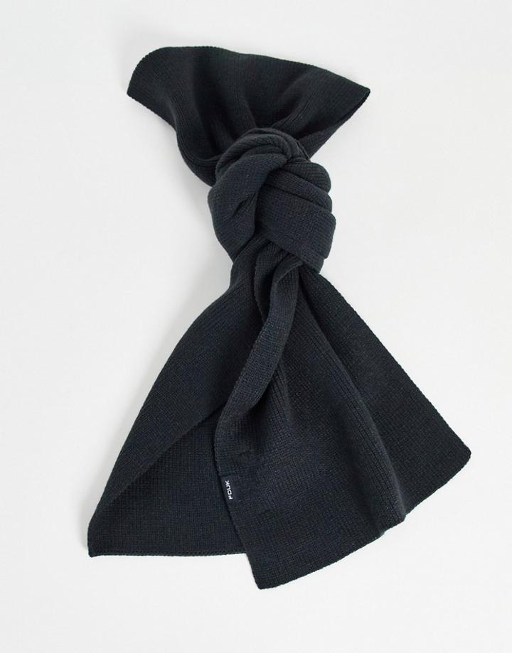 French Connection Fcuk Ribbed Scarf In Navy
