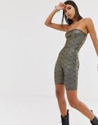 Asos Design Metallic Bandeau Unitard-black