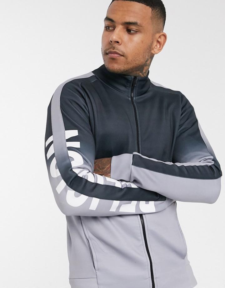 Religion Track Jacket With Sleeve Logo In Gray Fade-black