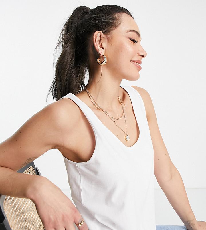 Asos Design Tall Ultimate Tank Top With Scoop Neck In Organic Cotton In White