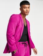 Asos Design Super Skinny Suit Jacket In Pink Crepe