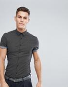 Asos Smart Skinny Ditsy Print Shirt - Black
