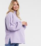 Asos Design Maternity Mix & Match Oversized Lightweight Sweatshirt Set With Turtle Neck And Seam Detail In Lilac-grey
