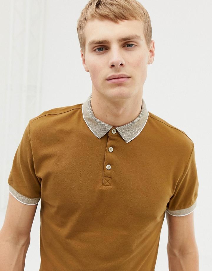 New Look Muscle Fit Polo Shirt In Mustard - Yellow